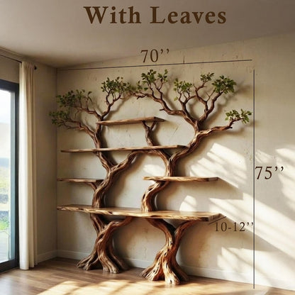 Solid Wood Tree Branch Bookshelf Driftwood Wall Sculpture
